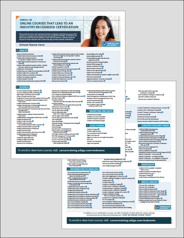 Read more about the article Flyer: Courses that lead to Industry-Recognized Certifications