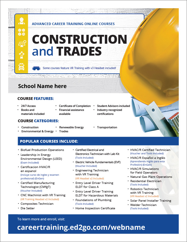 Read more about the article Flyer: Advanced Career Training for Construction and Trades