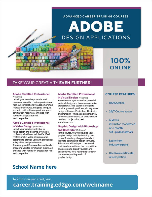 Read more about the article Flyer: Advanced Career Training Courses Adobe Design Applications