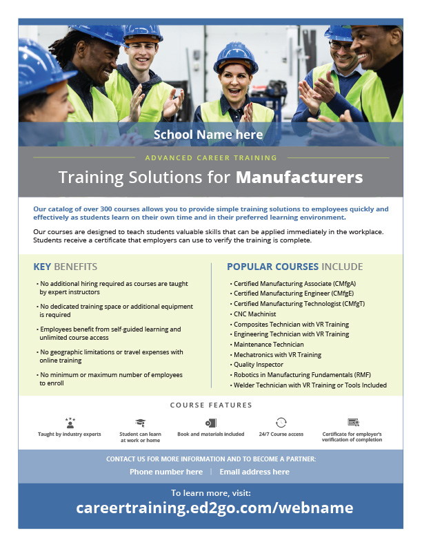 Read more about the article Flyer: Online Courses for Manufacturers Training Solutions