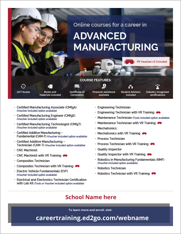 Read more about the article Flyer: Advanced Manufacturing Online Courses